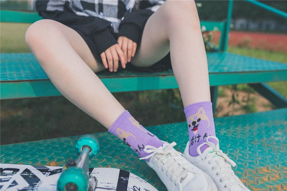 Новая мода харадзюку для женщин и девочек хип-хоп длинные носки с милыми животными носки с динозаврами для женщин забавные японские носки с героями мультфильмов