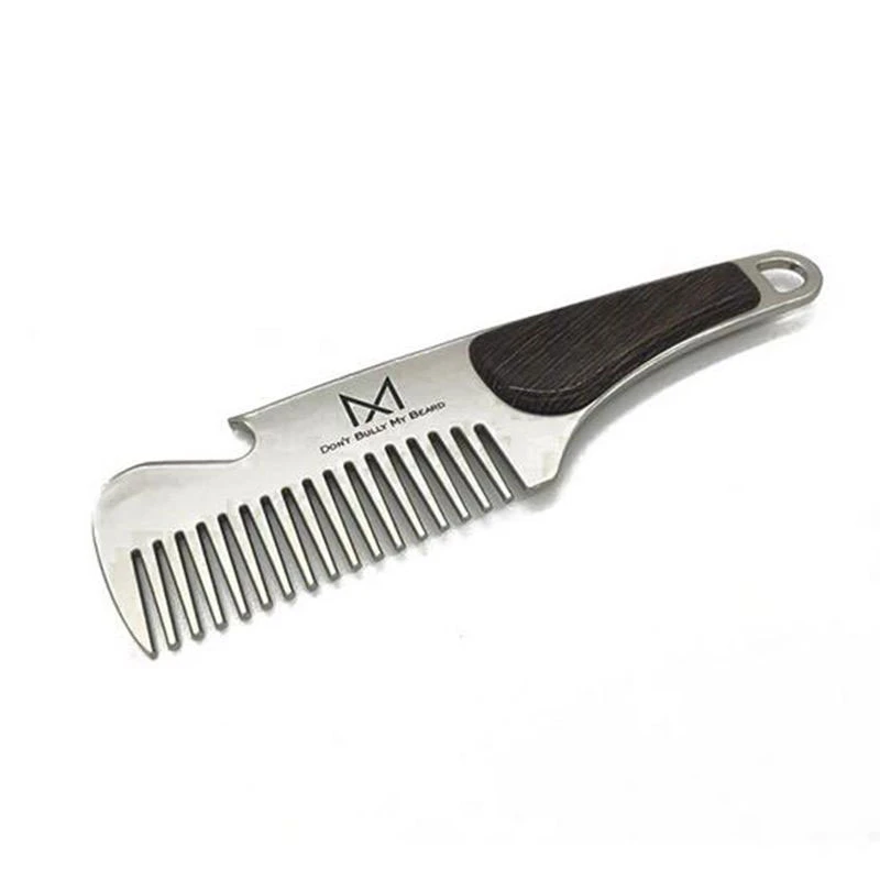Mayitr Portable Men's Beard Stainless steel Comb Shaving Anti-static Pocket Male Mustache Brush For Styling Tool