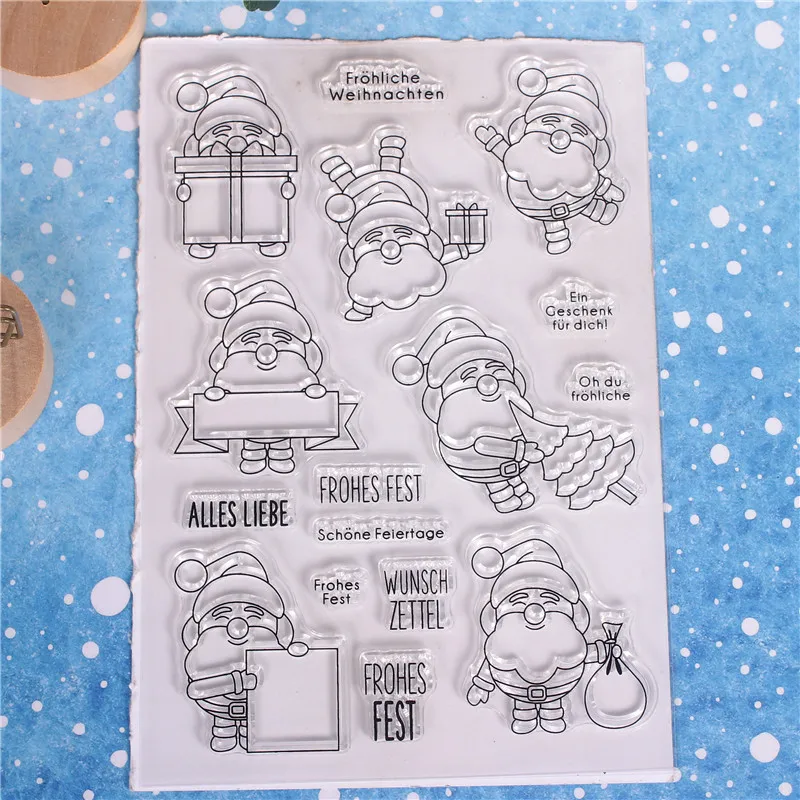 

German Words Christmas Santa Clause Transparent Clear Silicone Stamp Seal DIY Scrapbooking Photo Album Decorative Clear Stamp