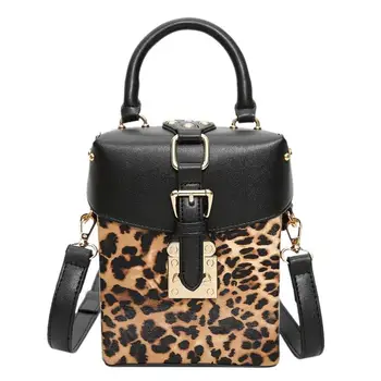 

Personalized Box Handbags Mini Cube Design Crossbody Bags For Women Messenger Bags Leopard