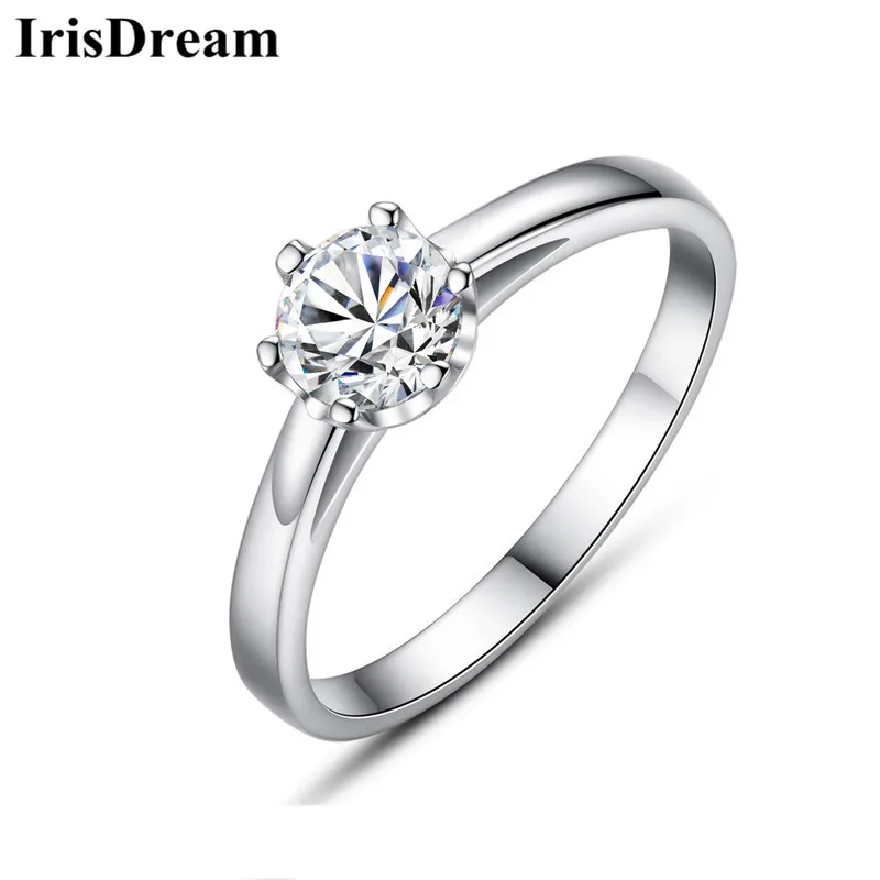 

IrisDream New Hot 925 Sterling Silver AAA Hexagon Cubic Zirconia Rings For Women Girls Party Engagement Wedding Love Ring Gift