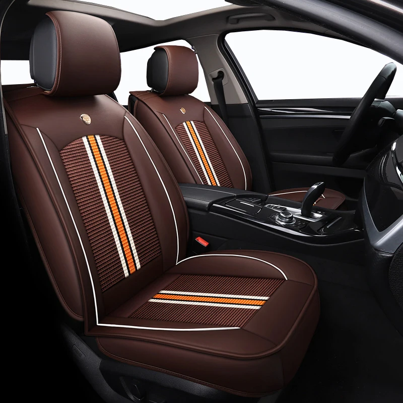 

( Front+Rear)ice silk & Leather auto car Seat Covers For Suzuki grand vitara s-cross swift 2017 2016 2015 2014 2013Car Seat