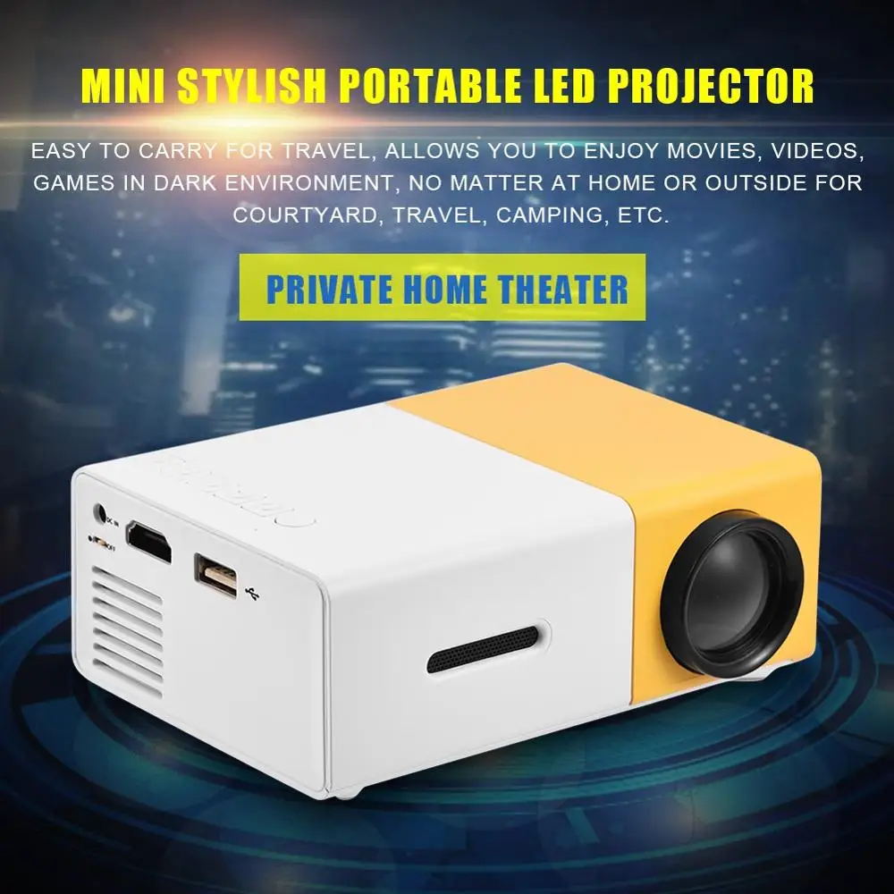 Светодиодный видеопроектор мини-проектор Поддержка 1080 P Мини Портативная звуковая система для ПК ноутбук IPhone Android телефон домашний кинотеатр