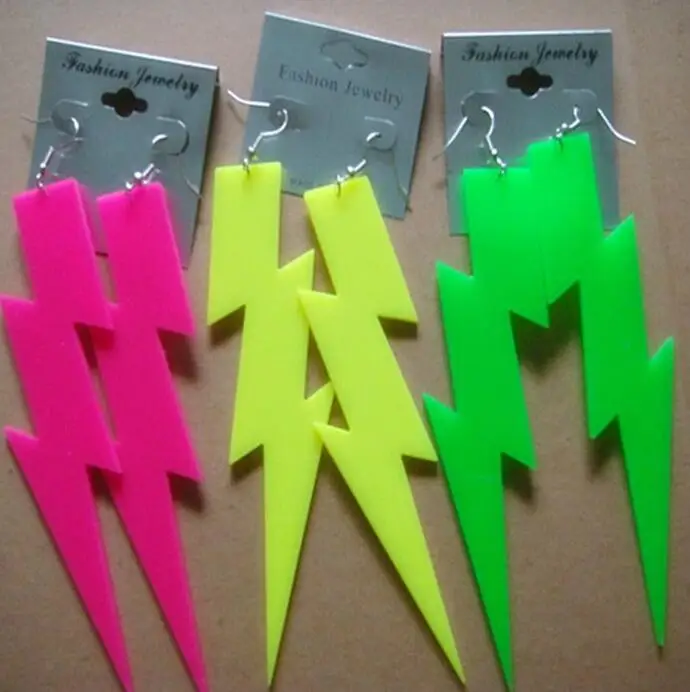 

Super large Neon color acrylic lightning earring