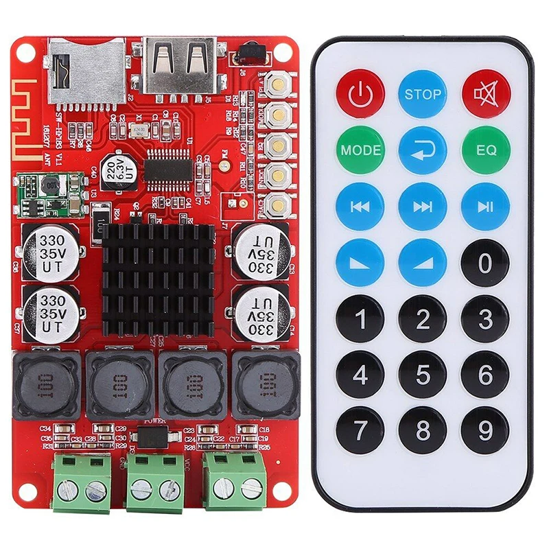 

TPA3116 Speaker Receiver AMP 2X50W bluetooth Audio Receiver Amplifier TF Card Decoder With Remote Control