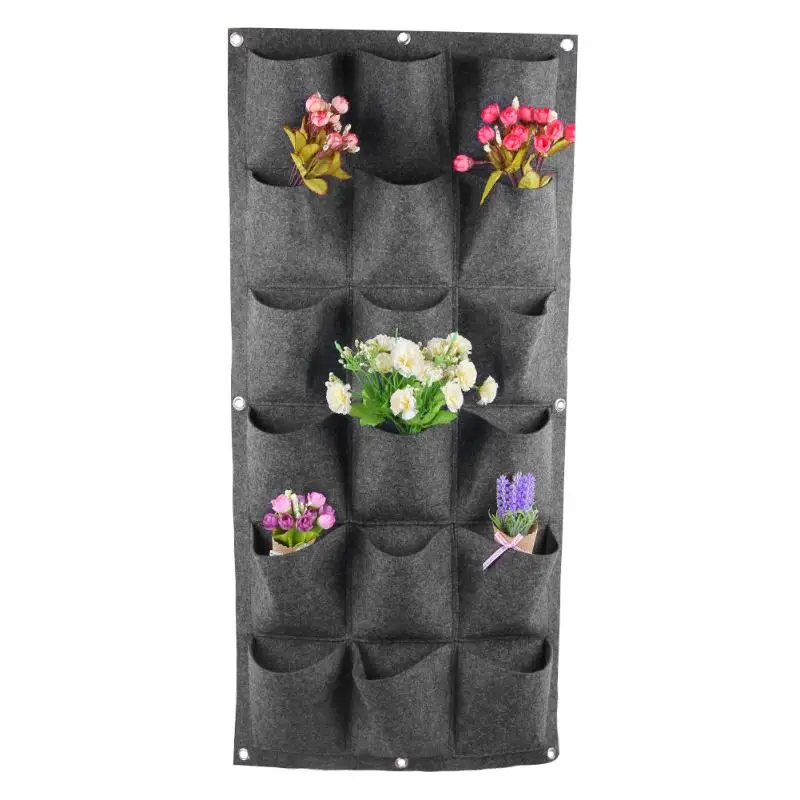 

18 Pockets Non-woven Planting Bag Garden Flower Pots Vertical Hanging Plant Pots Wall Green Wall Pot and Planter Home Decor