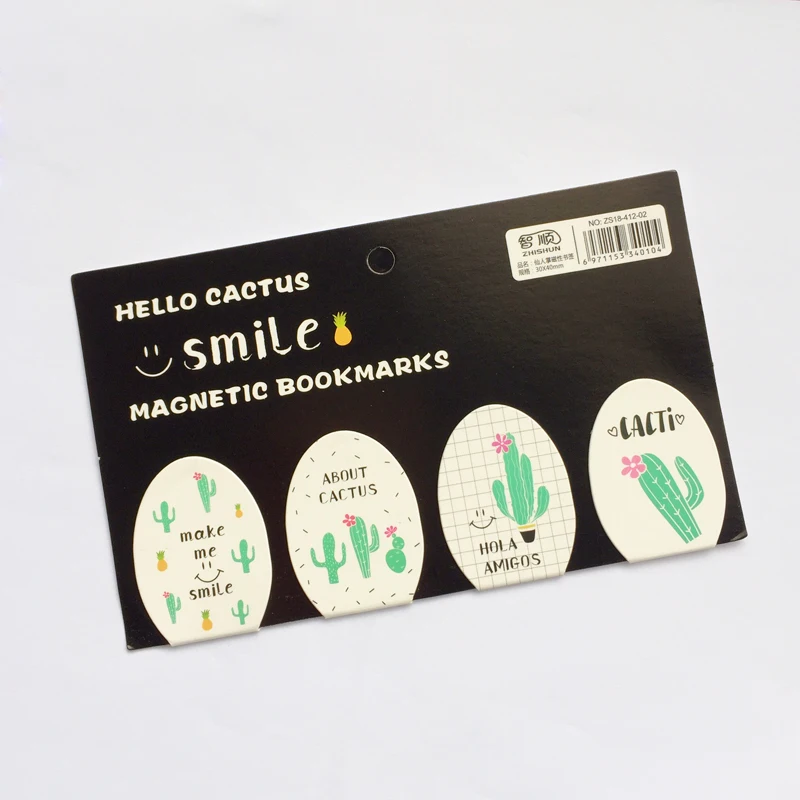

4 pcs /Set Cactus Love Magnetic Bookmarks Book Marker of Page Paper Clip School Office Supply Stationery