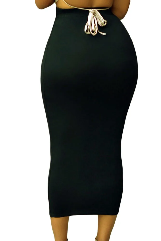 black high waisted bodycon skirt