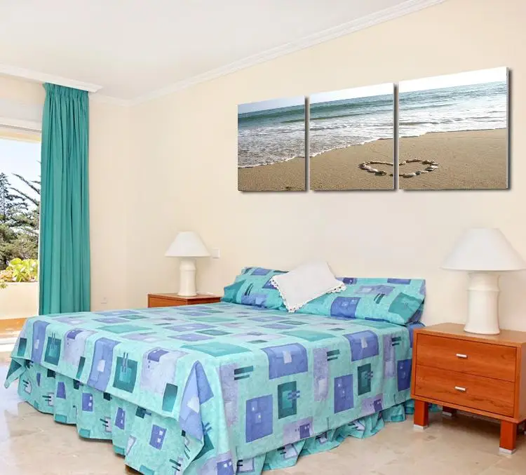 Decoration Wall Art 3 Panneau Toile Art Plage Mur Chambre