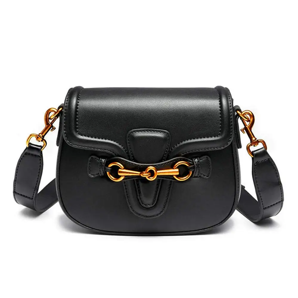 AUAU-сумка через плечо для женщин, модная Ретро сумка через плечо, седельная сумка - Цвет: Black