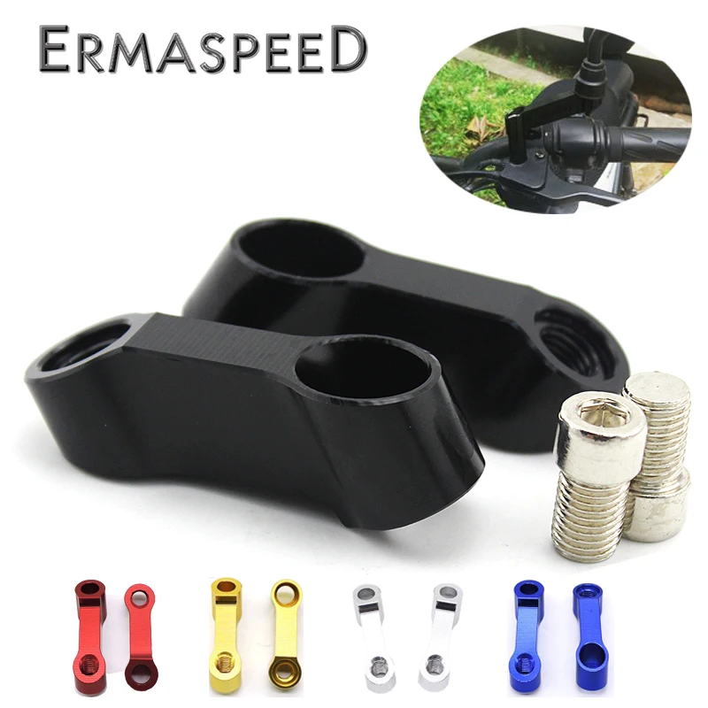 

CNC Aluminum Motorcycle Rearview Mirror Extension Risers Handlebar Mount Mirror 10mm Extend Adaptor for Honda Kawasaki Suzuki