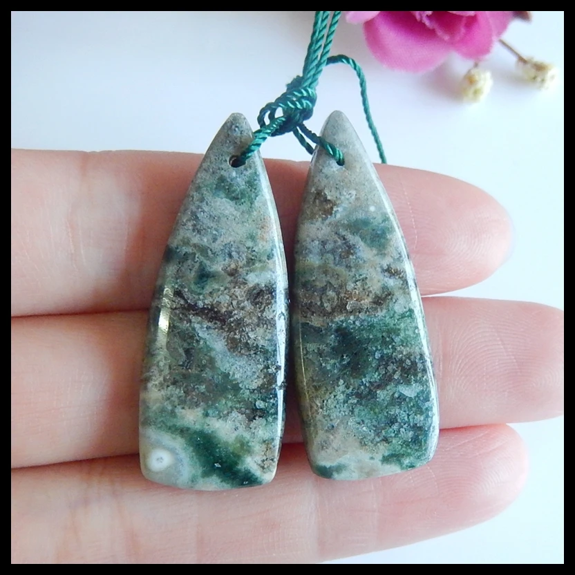 Birthday gift Fashion Jewelry Ocean jasper Gemstone women earring bead 37x15x5mm 9.0g | Украшения и аксессуары