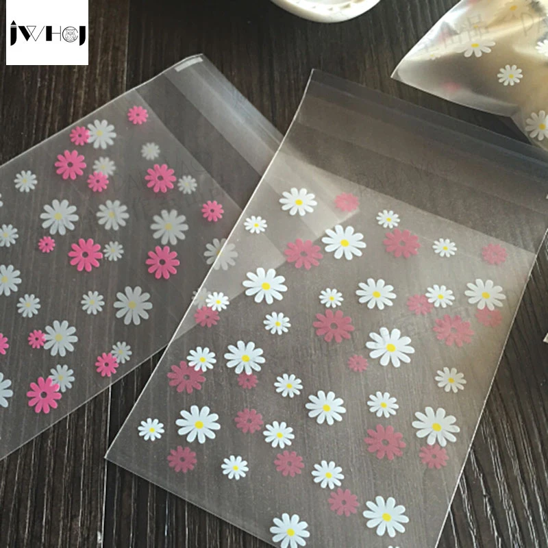 

100 pcs/lot chrysanthemum adhesive bag cookies diy Gift Bags for Christmas Wedding Party Candy Food&Handmade soap Packaging bags
