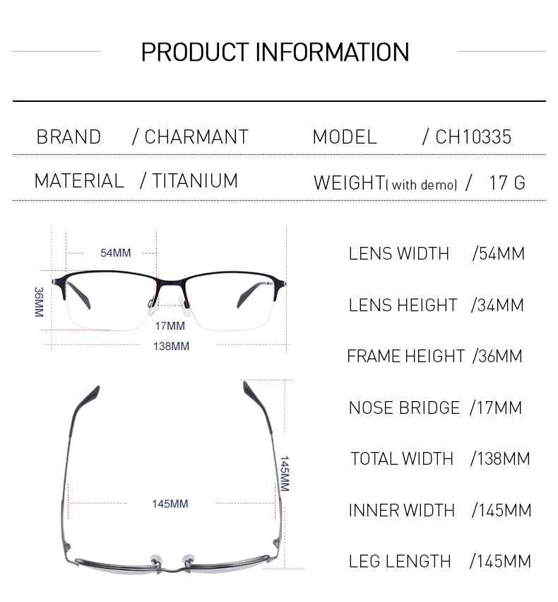 Charmant чистый титан оправа для мужских очков мужские прогрессивные многофокусные очки Оптические очки Рамка CH10335