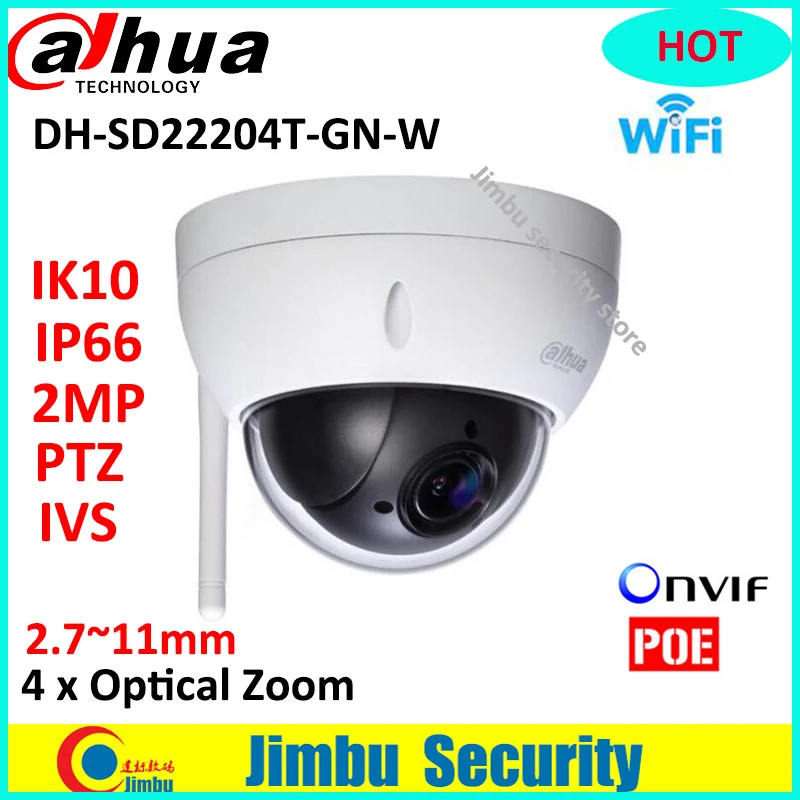 

Dahua PTZ 2MP wifi Network Mini camera DH-SD22204T-GN-W Speed Dome 4x optical zoom Outdoor Camera Auto IRIS English Firmware