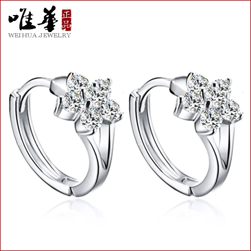 

925 sterling silver earrings earrings Korean female ear clip earrings Korean lovely snow to send his girlfriend