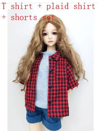 T02-X547-5 Одежда для кукол Blyth 1/3 1/4 bjd 1/6 аксессуары для кукол цветная Классическая рубашка в клетку - Цвет: E 3pcs set