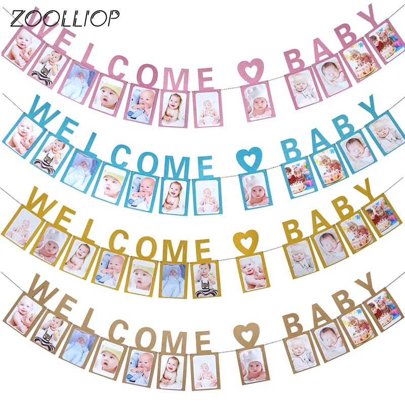 12 Months Photo Frame Banner First Happy Birthday Decorations 1st