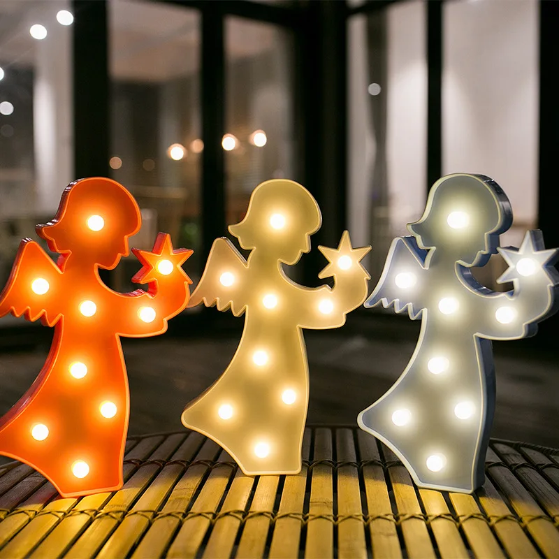 

Lovely Angel LED 3D Light Night Light Kids Gift Toy For Children Bedroom Party Home Decoration Lamp Indoor Lighting
