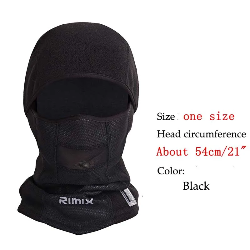Температурный дисплей наружная ветрозащитная зимняя теплая термо флисовая маска шапка для велоспорта Лыжная дышащая Балаклава маска для лица с черепом - Цвет: Black