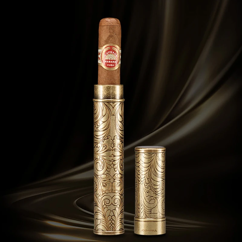 Luxury Cigar Gadgets Brass Metal Bronze Single Cigar Tube Jar Classic