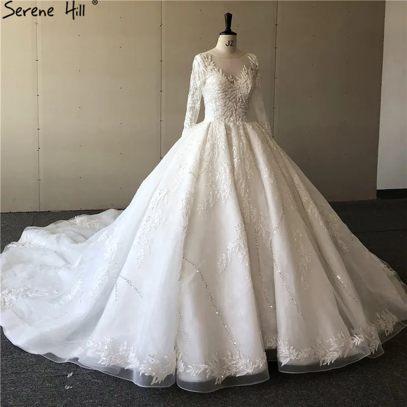 Роскошные свадебные платья золотого цвета с длинными рукавами, винтажное свадебное платье ручной работы с цветами и блестками HA2184 на заказ