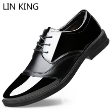 LIN KING Pu Leather Men Oxfords Shoes Casual Business Office Formal Shoes Lace Up Pointed Toe Dress Shoes Wedding Party Shoes цена LIN KING Pu Leather Men Oxfords Shoes Casual Business Office Formal Shoes Lace Up Pointed Toe Dress Shoes Wedding Party Shoes цены онлайн