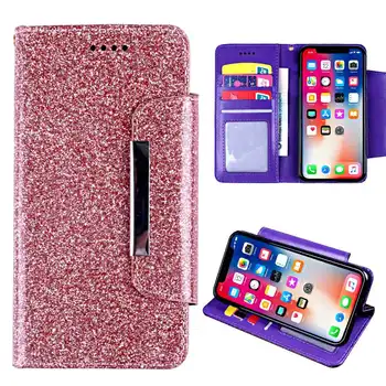 

For Lenovo A5 Z5 S5 (K520) Wallet Case Glitter Glossy Case Cover with Card Pocket Kickstand 3D Rhinestone Case with Lanyard