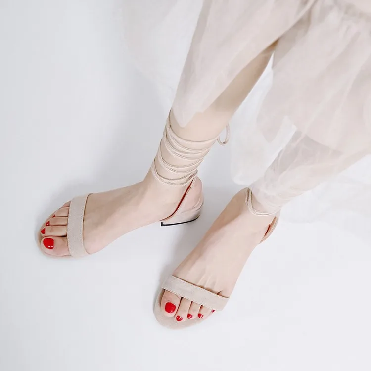 

Big Size high heels sandals women shoes woman summer ladies Bohemian strap sandals with medium heels