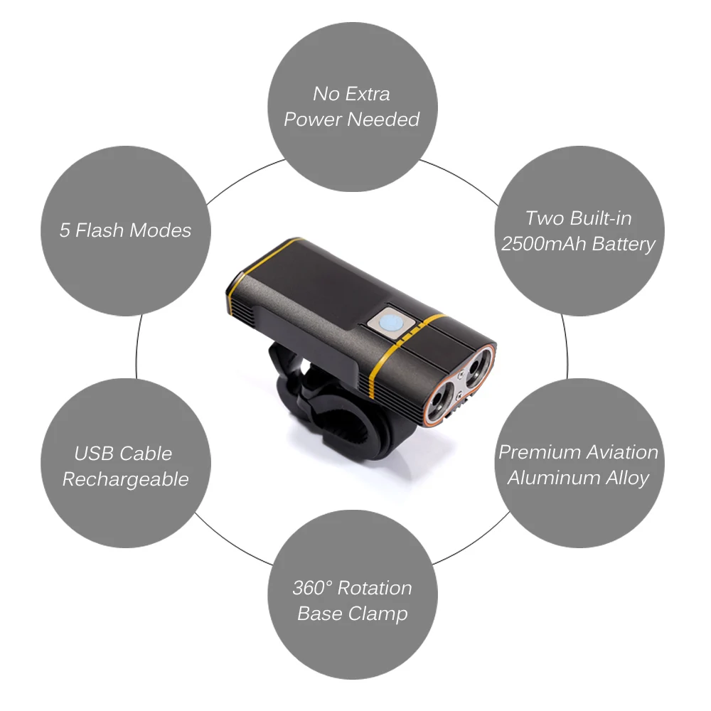 Perfect Super Bright Bicycle Light USB Rechargeable 800 LM Headlight Front Light Easy Installation Cycling Flashlight for Safty Riding 1