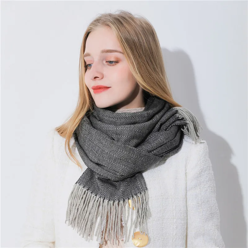 Xthree 180*75 женский шарф для женщин шали шарфы для женщин роскошный шарф зимний бренд мягкий кашемировый шарф в полоску леди