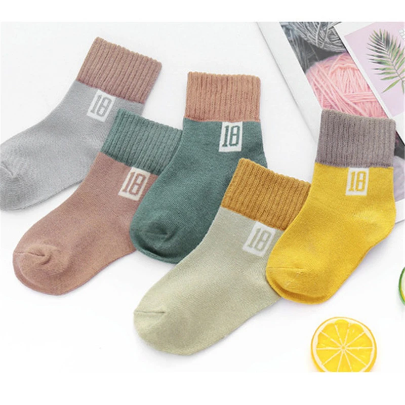 Детская Спортивные носки вязаные хлопковые детские носки для мальчиков для Дети носки без пятки для девочек Детские Школьные носки 5 пар/компл