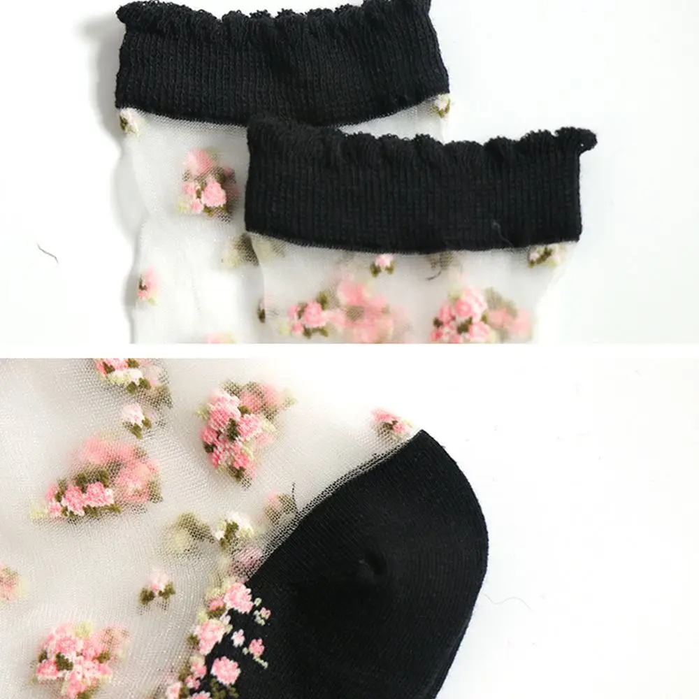Spring Summer Women's Socks Cool Crystal Silk Socks Short Tube Jacquard Socks Spring Summer Women's Socks Cool Crystal Silk Socks Short Tube Jacquard Socks