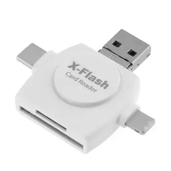 

4 in 1 Memory Card Reader with Apple USB+ Micro USB+ Type-C+ PC USB Ports