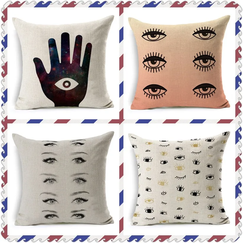

Fashion Charm Eyes White Decorative Pillow Covers Capa De Almofadas Vintage Cojines Nordicos Scandinavian Home Decoration PC382