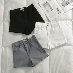 Однотонная женская одежда джинсовые шорты с карманами Новое поступление Harajuku Лето ropa mujer узкие короткие штаны Feminino повседневные джинсы