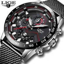  LIGE Watch Men Fashion Business Casual Stainless Steel Watch Mens Watches Top Brand Luxury Waterproof Clock Relogio Masculino