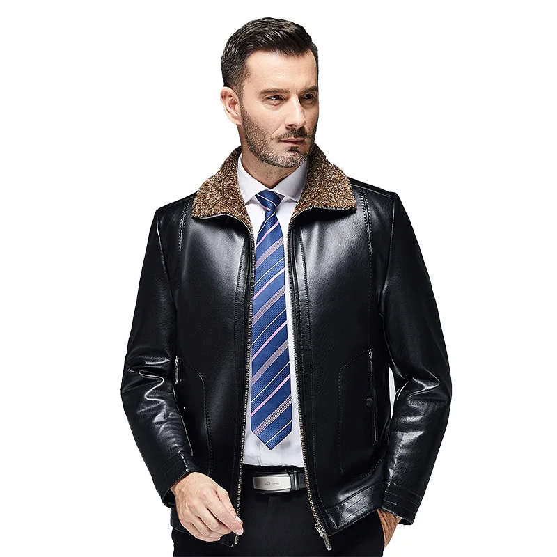 

1883 New Fashion Dad Old Padded Coat Winter Clothing Sheepskin Leather Jacket