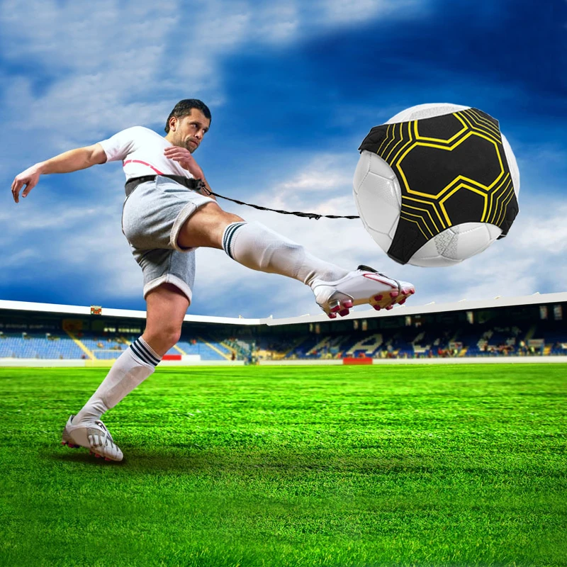 Регулируемый футбольный мяч жонглирование сумки дети вспомогательный круговой пояс дети футбол кик тренировочное оборудование сольный футбольный тренер