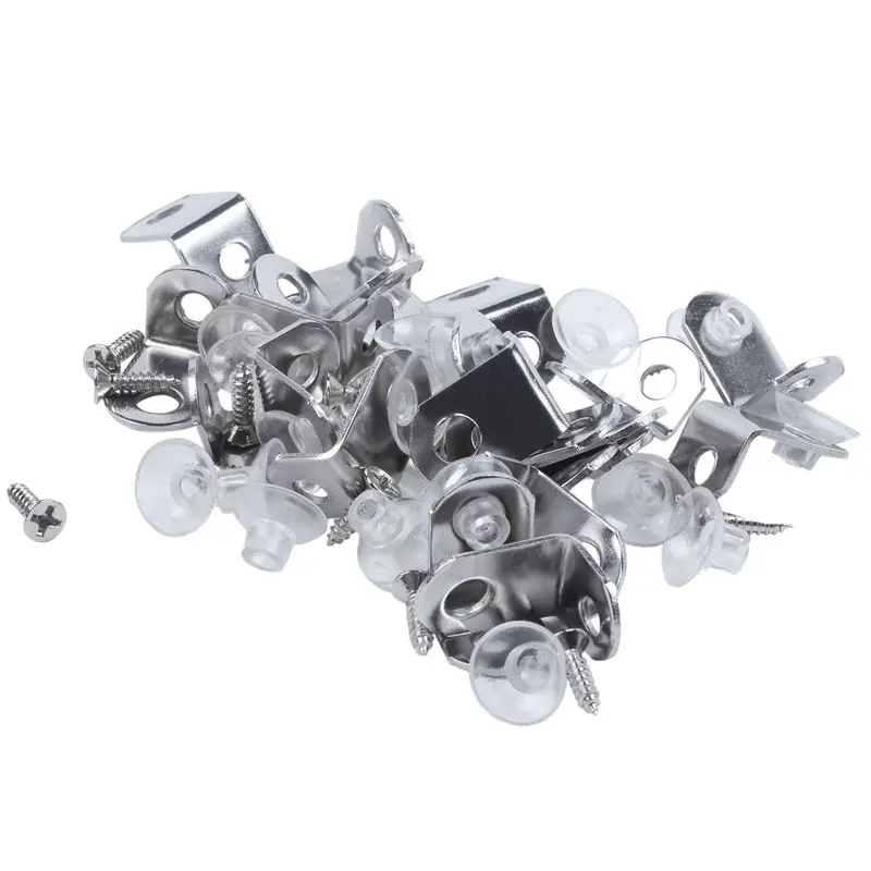 

Right Angle Bracket Corner Brace Glass Shelf Fixing Clip Support 20pcs