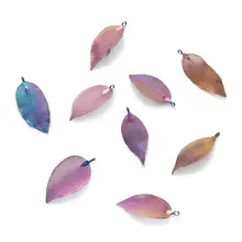 10 шт. гальванические листья Большие Подвески натуральный настоящий филигранный лист подвески талисманы Серебро Золото для ожерелья ювелирных изделий