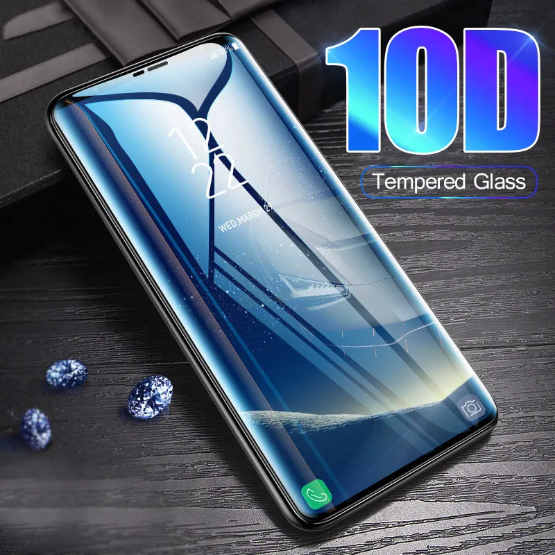 

10D Curved Edge Full Screen Protector Glass Film On The For Samsung Galaxy S8 S9 PLus Note 8 9 Protective Glass Tempered Glass
