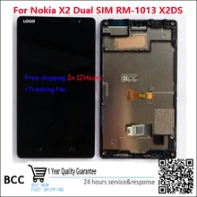 10PCS 100% Original New For Nokia X2 Dual SIM RM-1013 X2DS LCD display screen+touch screen digitizer+frame assembly Test Ok