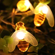 Creative 10 LED Bee Shape String Lights Holiday Decoration Luminary Fairy Garland  light Battery For Christmas Ramadan Party HL