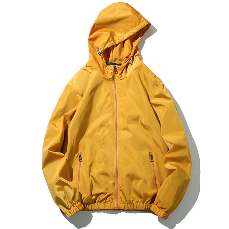 

Spring Autumn Solid Color Men Windbreaker Hooded Couple Thin Jacket Plus Size M-5XL Casual Zipper Hip Hop Mens Jackets and Coats