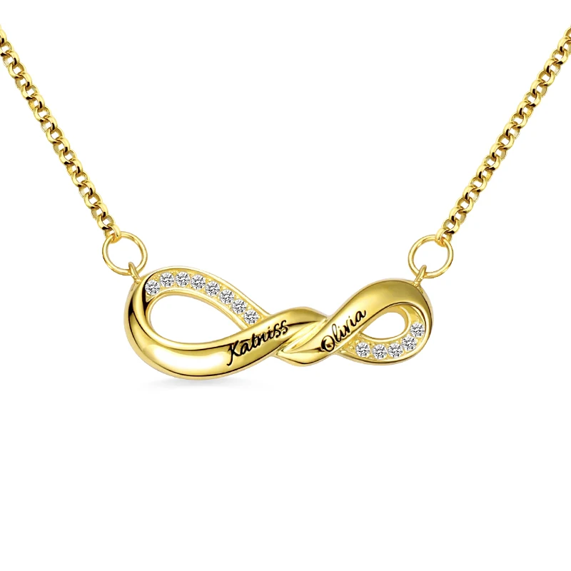 

AILIN 925 Sterling Silver Name Necklace Infinity Necklace In Gold Color Necklace For Mother's Day Gift