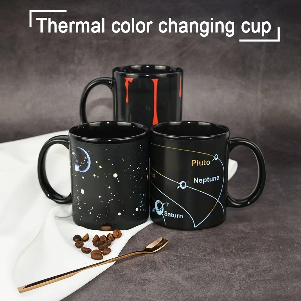 

Creative Ceramic Mug Color Changing Mug Breakfast Milk Coffee Cups Star Solar System Mugs Friends Gifts Household Office 330ml