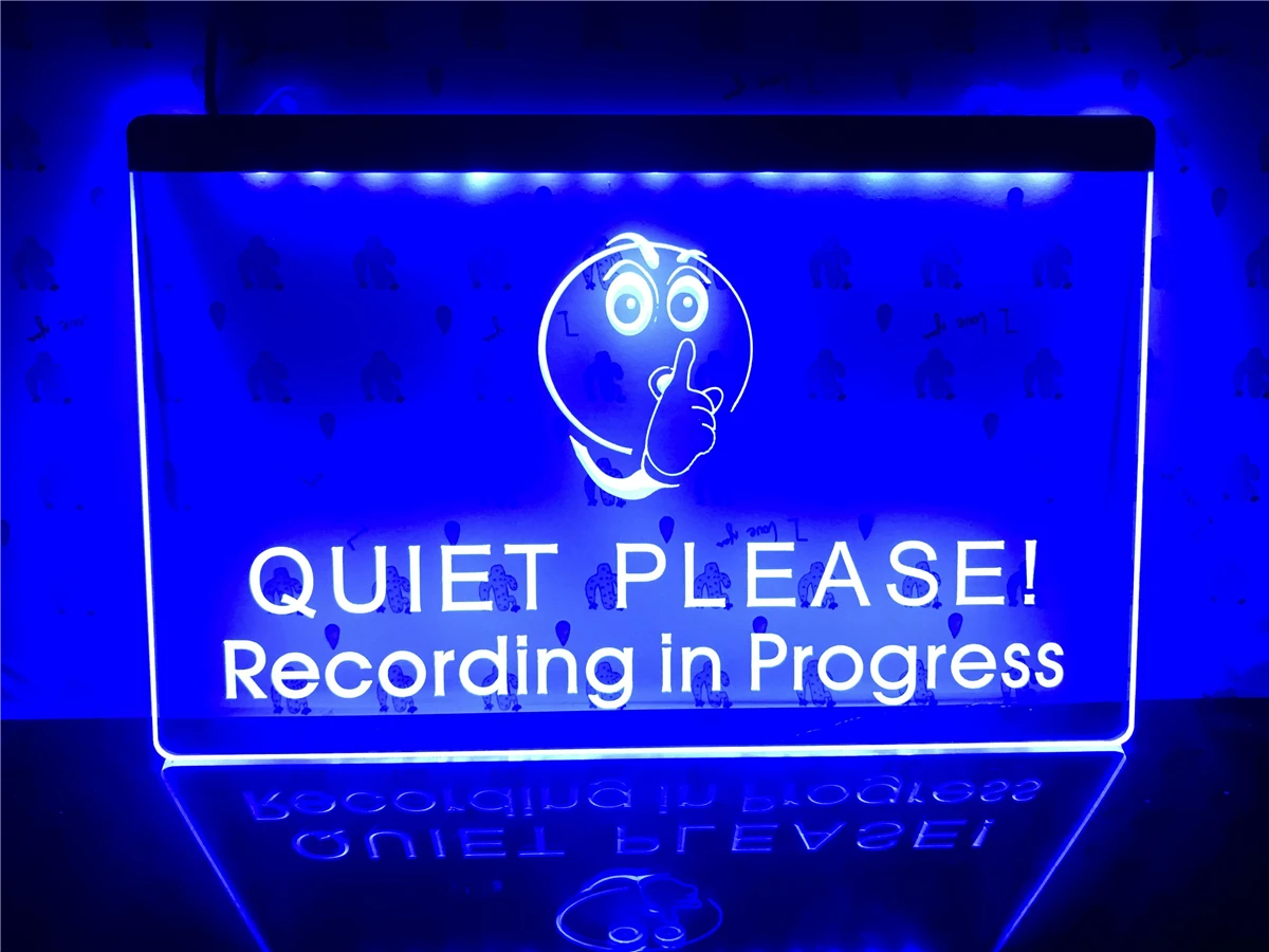 Recording in Progress Quiet Please LED Neon Sign Club with On/Off Switch 