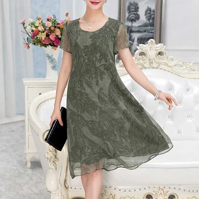 

Women Summer dress 2019 tops print short sleeve Mid-Calf summer dresses vestido de festa plus size women plus size clothing Robe