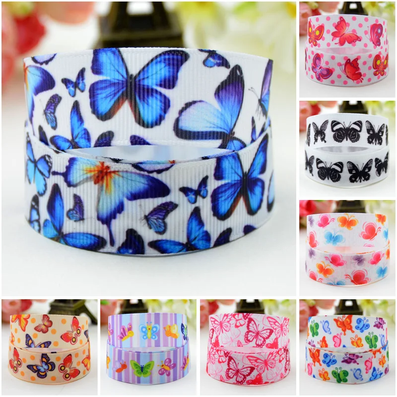 

7/8'' (22mm) Butterfly Cartoon Character printed Grosgrain Ribbon party decoration satin ribbons OEM 10 Yards
